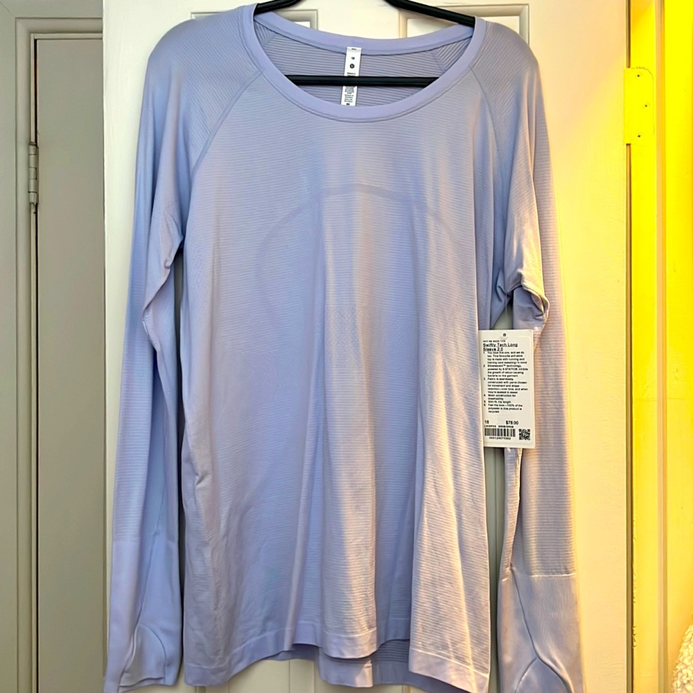 NWT lululemon swiftly tech long sleeve 2.0 sz18 in serene blue